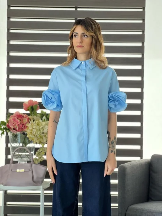 Camicia manica corta con fiori
