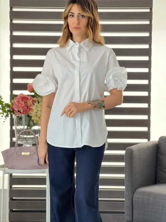 Camicia manica corta con fiori