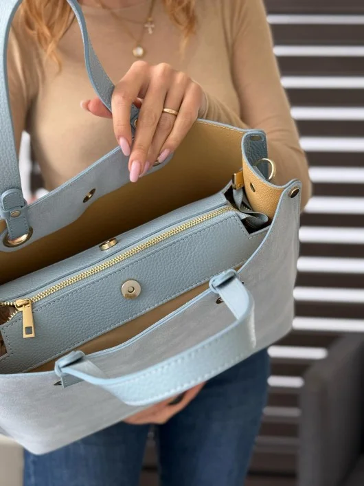 Borsa camoscio-nappa Amanda