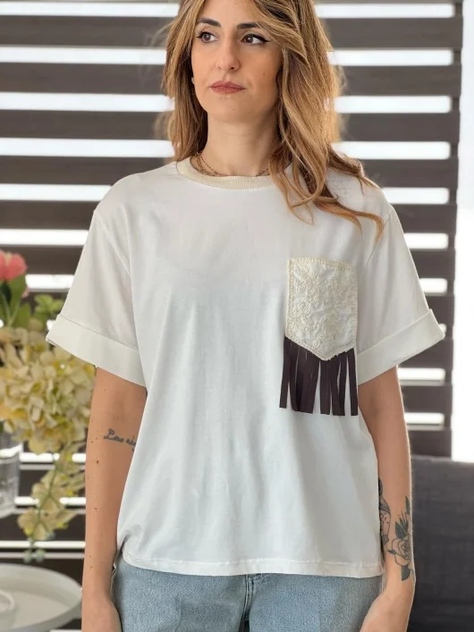 T-Shirt frange taschino