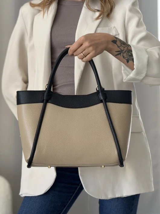 Borsa nappa bicolor Cinzia