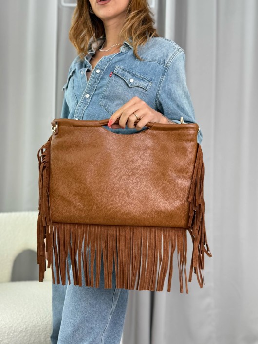 Borsa nappa Frange