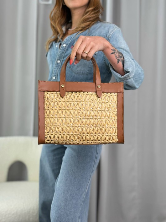 Borsa nappa-rafia Michelle