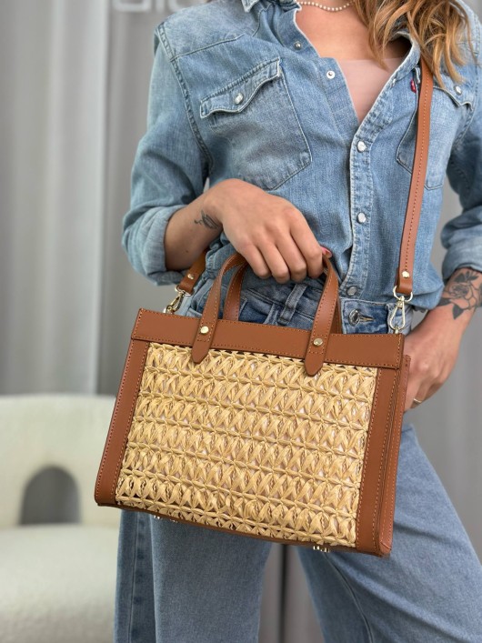 Borsa nappa-rafia Michelle