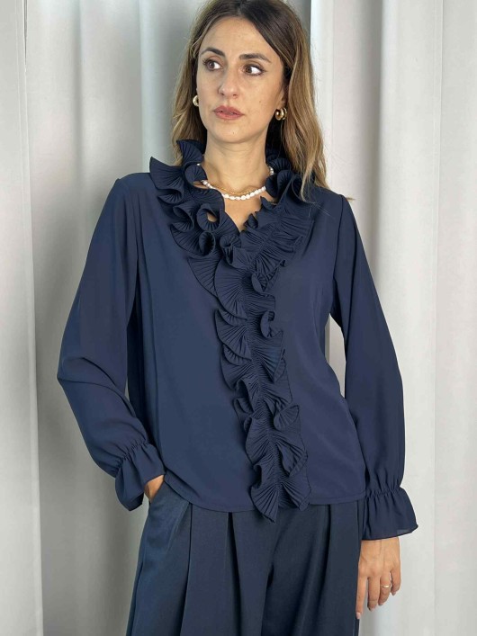 Camicia Club Voltaire volant blu.