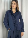 Club Voltaire Camicia Club Voltaire volant blu.