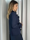 Club Voltaire Camicia Club Voltaire volant blu.