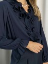 Club Voltaire Camicia Club Voltaire volant blu.