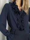 Club Voltaire Camicia Club Voltaire volant blu.