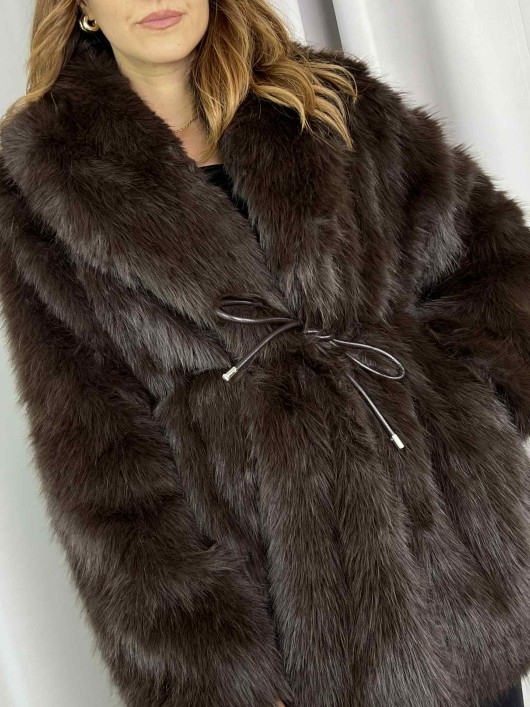 Ecopelliccia con cintura Susy Mix