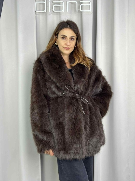 Ecopelliccia con cintura Susy Mix