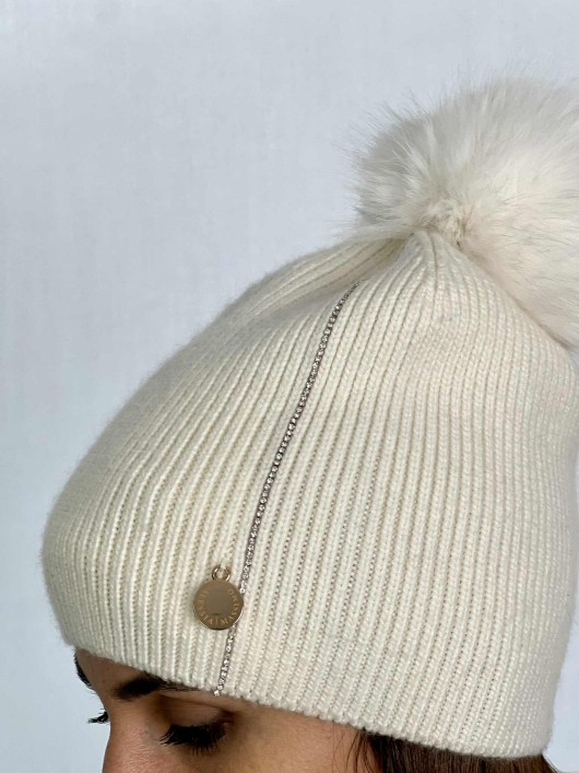 Cuffia con pon pon e strass